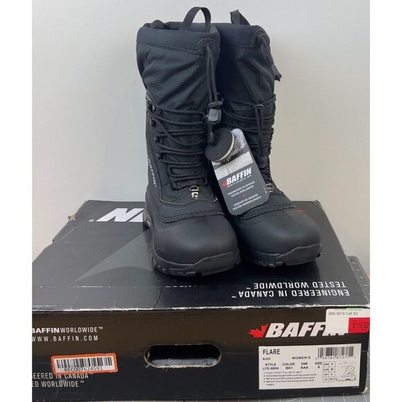 Baffin Womens Flare Waterproof Winter Boots Black Size 8 New With Box - Picture 1 of 10